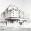 «White Street with Red Accents», reproduction sur toile