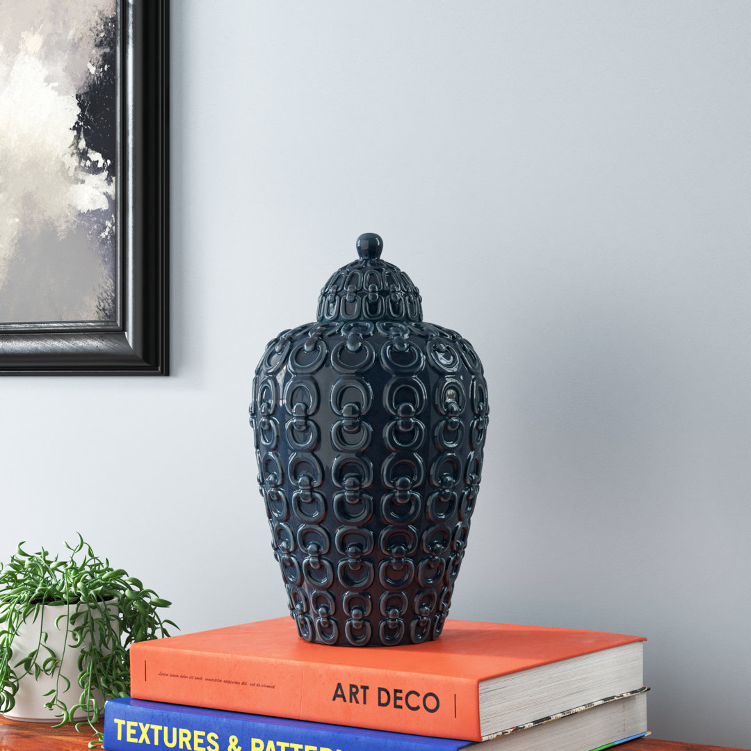 Ceramic 12" Chain Texture Jar, Round, 12"H, Chain Langley Street® 