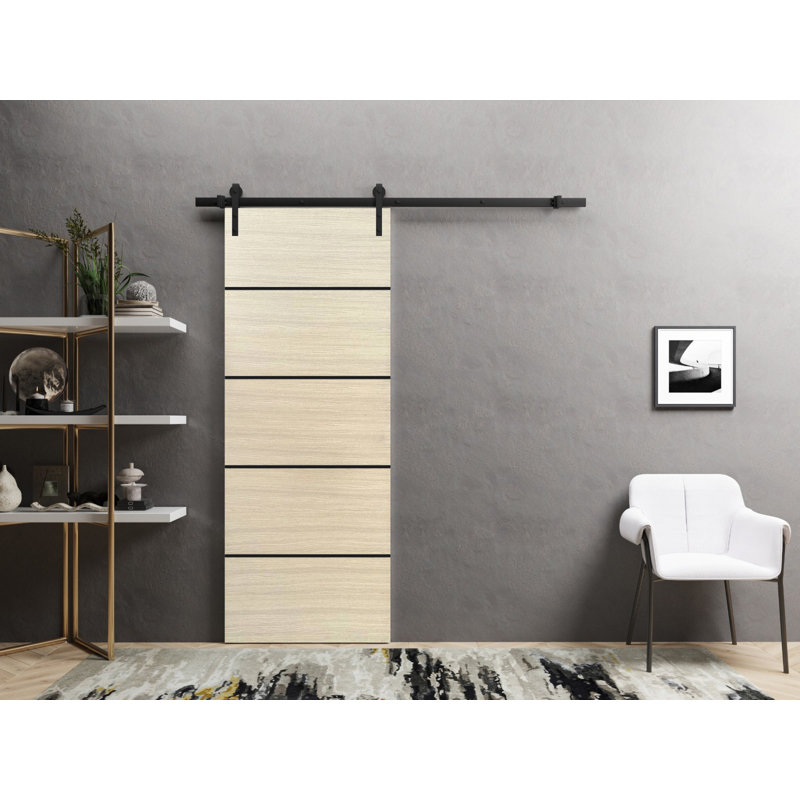 Panelled Wood Finish Barn Door, 30" x 96"
