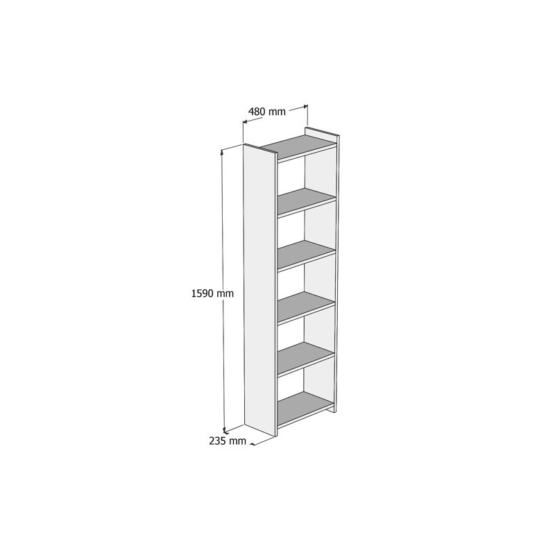 Modern Bookshelf with Numerous Shelves, White Finish, 18.0 in W x 62.6 in H x 9.3 in D | 100% Melamine Coated Particle Board, Wall-Mountable, Stylish Storage Solution for Home & Office Decor