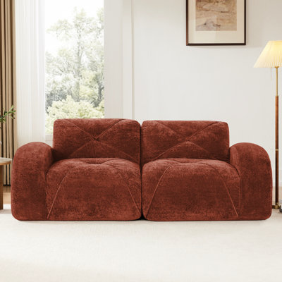 Elegant 2-Seater Velvet Sofas, Red Brown, No Assembly, for Living Rooms
