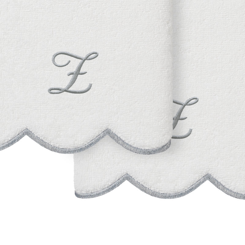 Ensemble de serviettes à main personnalisables 2 pièces Linorn Home Textiles 100% coton turc ADORNIA, Blanc / Gris, Z
