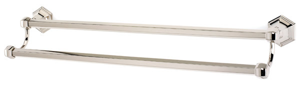 Porte-serviettes mural double Nicole, Nickel poli, L 32,5 po x P 6 po