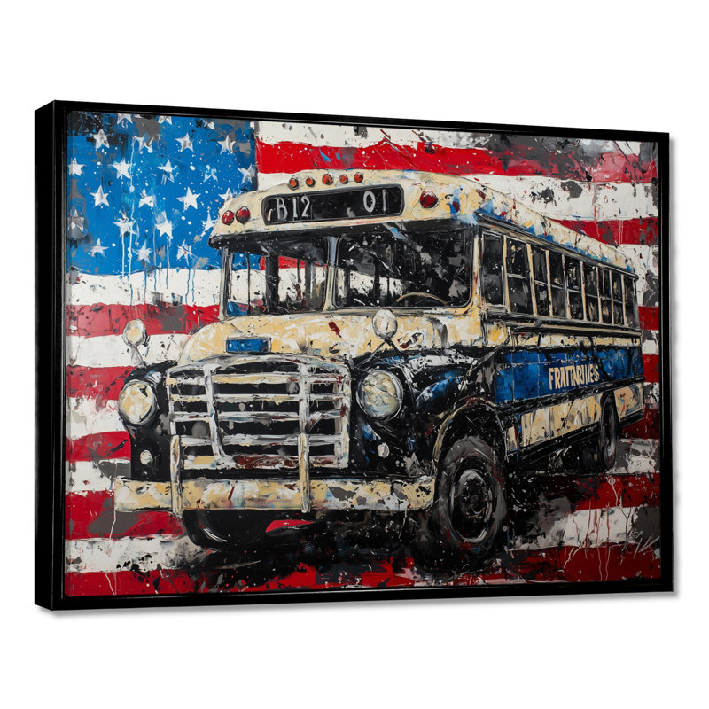 Art mural Kyston - Patriotist des États-Unis, Noir, H 12 po x l 20 po, Reproduction avec cadre flottant
