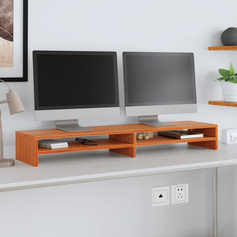 Jaakob Wood Monitor Stand, Wax Brown
