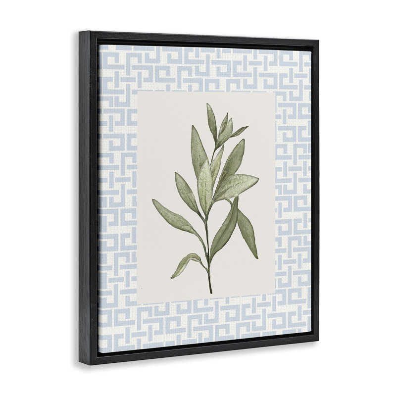 Cadre flottant avec feuilles et herbes fraîches, design par Diannart, H 21 po x l 17 po, Cadre flottant noir de jais