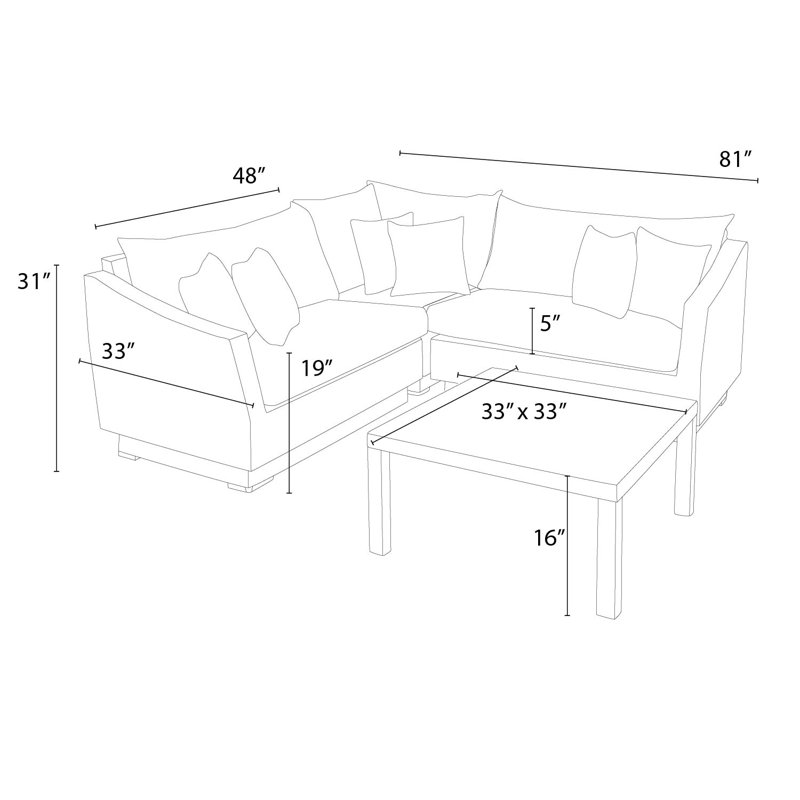 Cannes Outdoor 4 - Piece Conversation Set, Canvas Heather Beige Sunbrella® Canvas