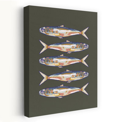 «Vibrant Stacked Sardines Abstract Colorful Contemporary Coastal Ocean», art mural