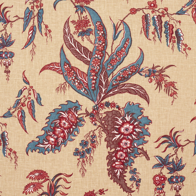 Apolline Botanical Fabric, Rouge/Bleu