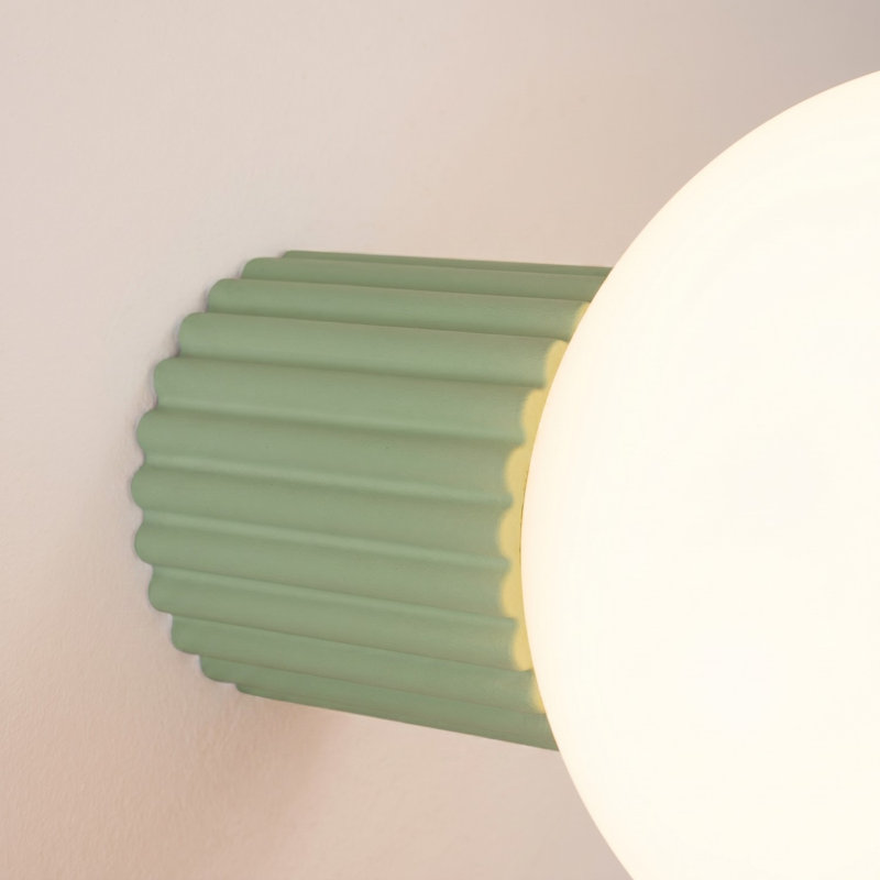 Halo Aluminium Flush Mounted Sconce, Sage