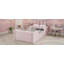Lit plateforme tapissier simple avec coussin en lapin, lit tapissier pour enfants avec rails latéraux amovibles