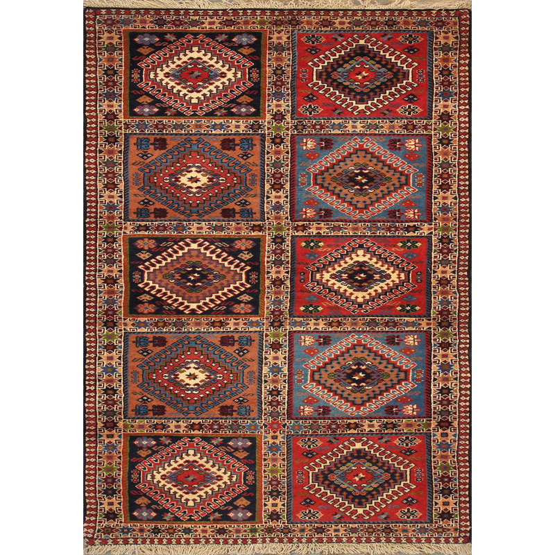 Yalameh Hand Knotted Wool Geometric Area Rug in Multi