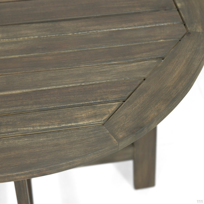 Outdoor Half-Round Folding Acacia Wood Bistro Table, Gray