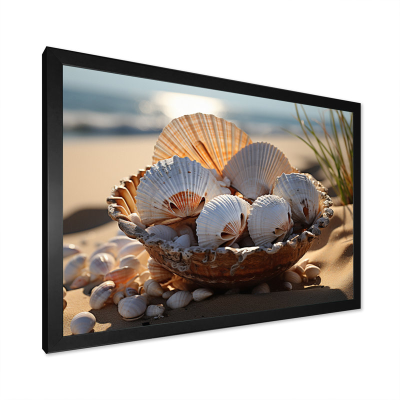 «Beach Photo Seashell Sonata I», reproduction d'art sur toile, H 16 po x l 32 po x P 1 po, Noir