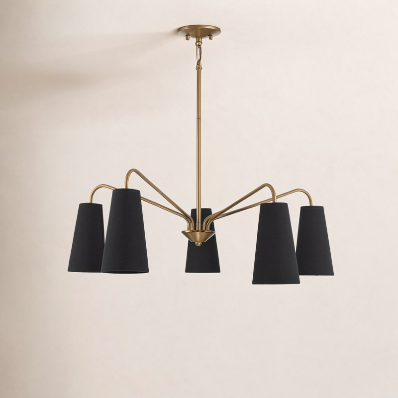 Cher 5-Light Chandelier, Brass, Black