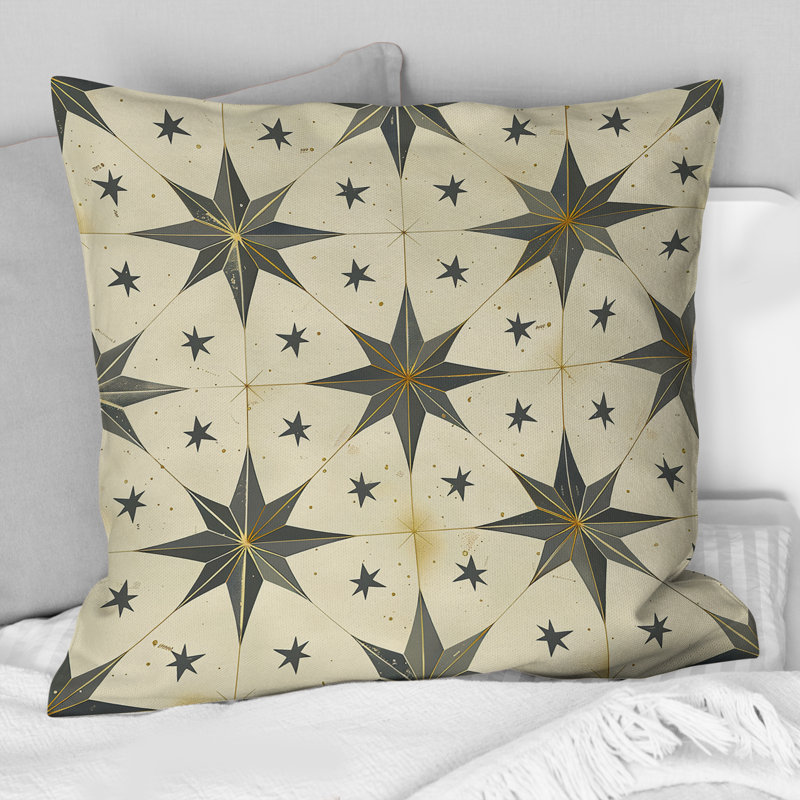 Coussin décoratif moderne beige crème Modern Star III, H 16 po x l 16 po