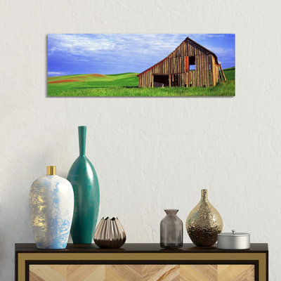 Dilapidated Barn in a Farm, Palouse, Whitman County, Washington State, USA 1 Piece Wrapped Canvas Panoramic Wall Art