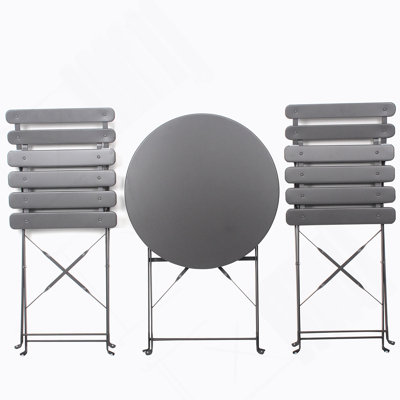 3 Pieces Patio Bistro Balcony Metail Chair Table Set