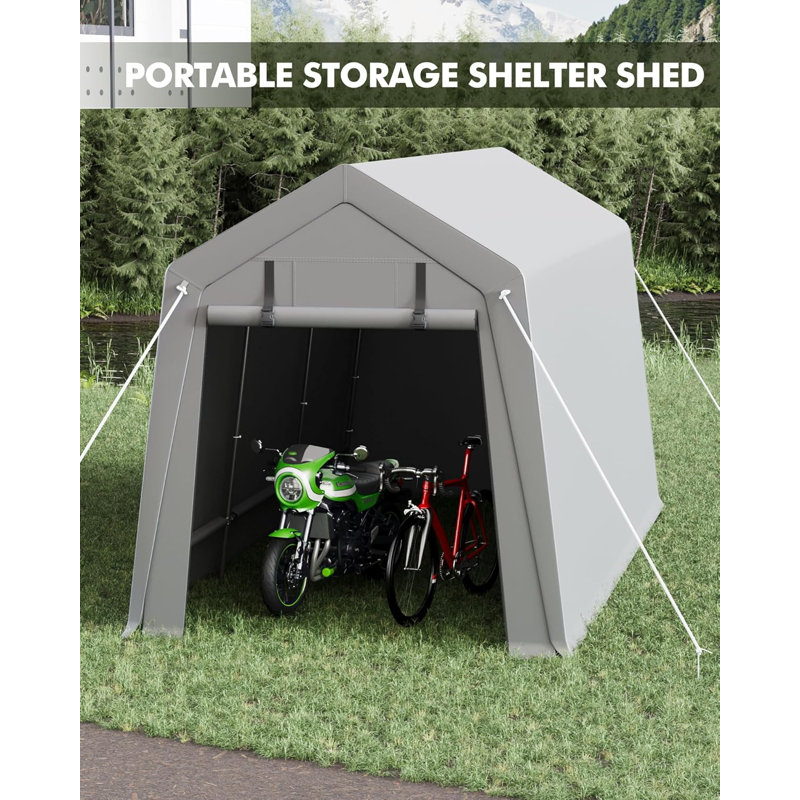 7x15 Ft Motorcycle Portable  Storage Sheds With Rolled Up Zipper Door, Waterproof, Storage Tent Heavy Duty For Motorcycle, Bike,tool
