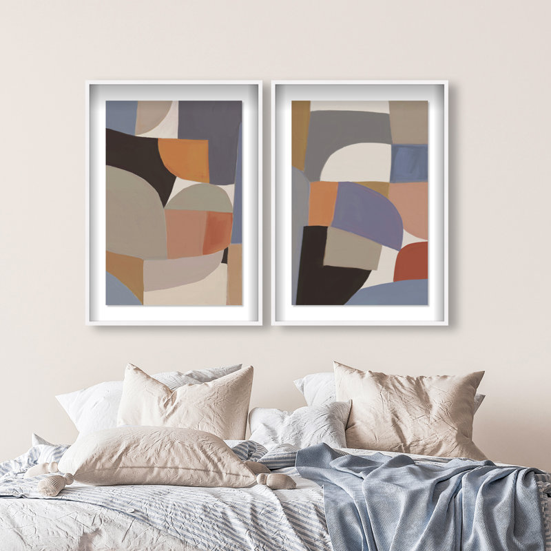 Muted Prelude Set Set by Oliver Gal, 111"H x 75"W, White Shadowbox