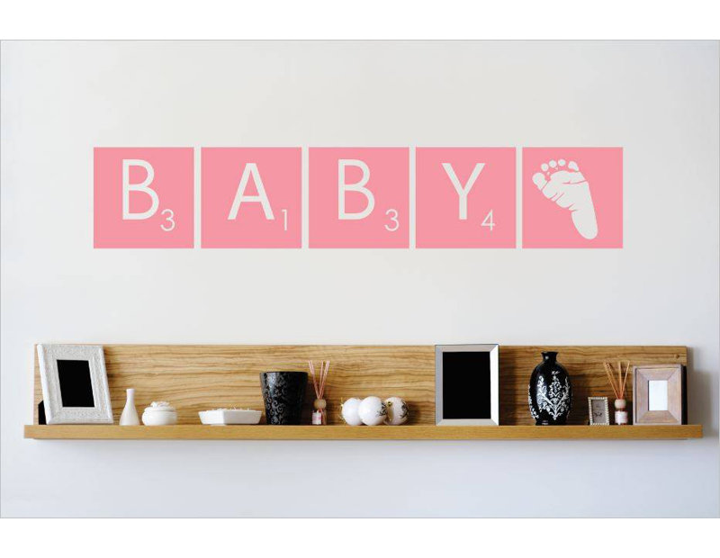 Décalcomanie murale bébé, Rose, H 6 po x l 30 po x P 0,16 po