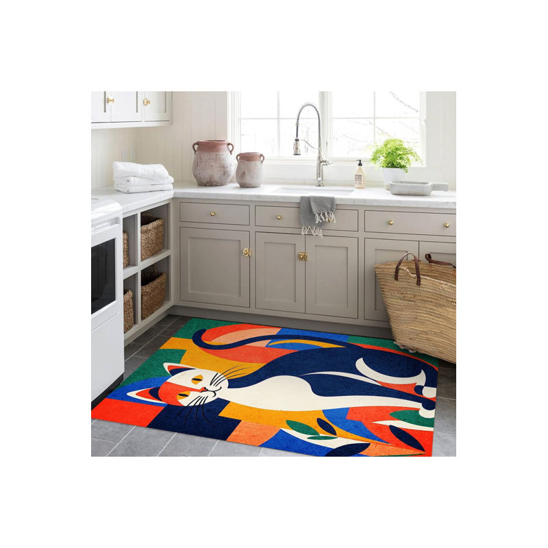 Tapis décoratif multicolore à motif de chats Northern Collection, Sous-tapis rectangulaire de 3 pi 3 po x 4 pi 11 po