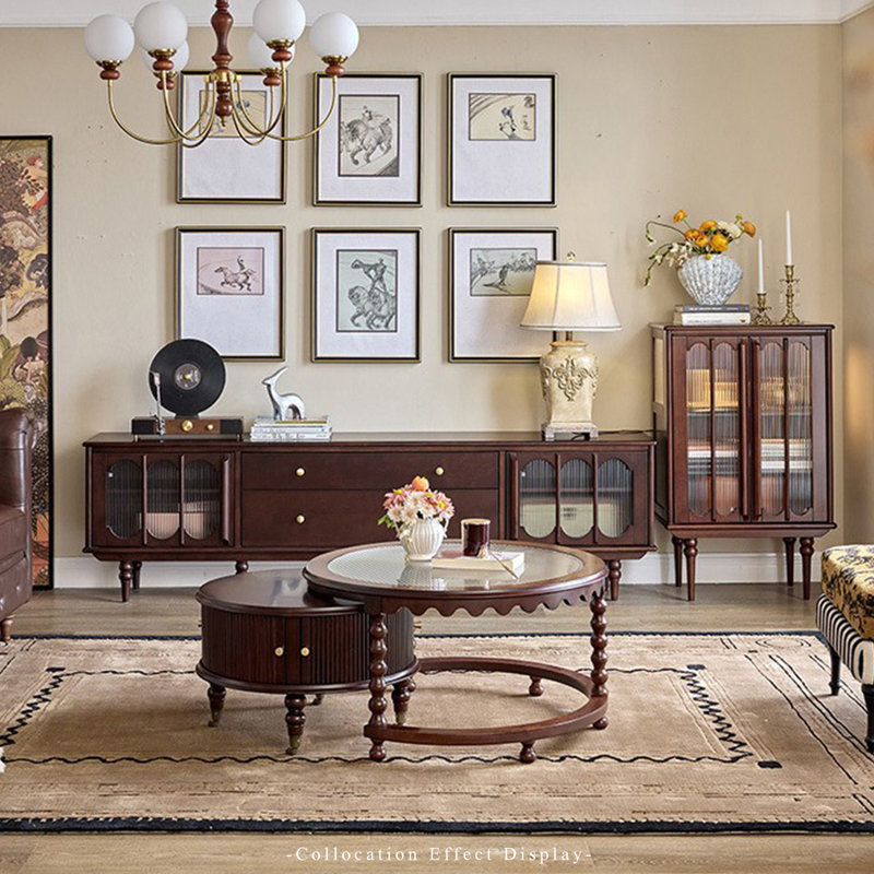 Brown Solid wood Round Coffee Table Sets