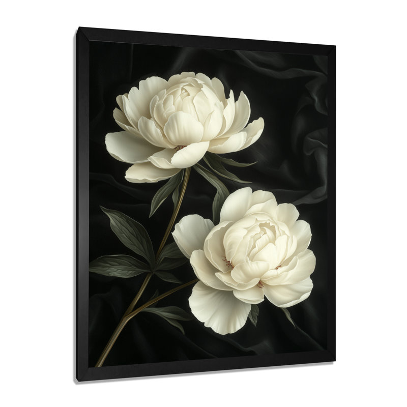 Barris - Floral Wall Art, Noir, noir, noir, noir, H 20 po x l 12 po, Reproduction encadrée d'une seule photo