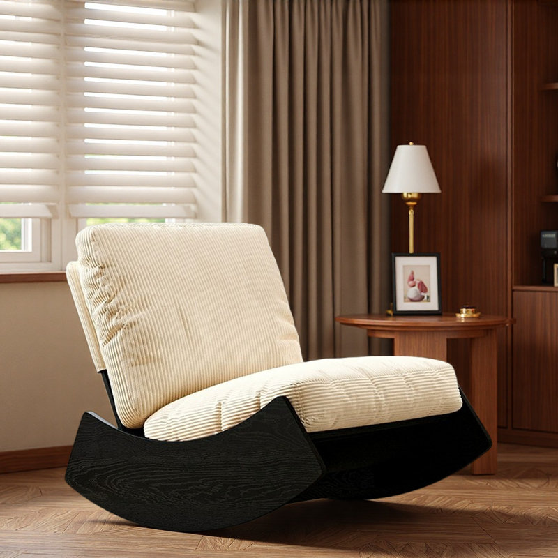 Chaise berçante rétro pour moments de détente., Noir, Beige