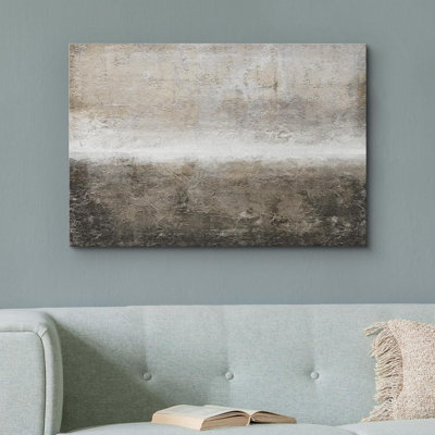 Minimal Landscape " Minimal Brown Brush Stroke Pastel Abstract Landscape Contemporary Art Living Room Office "
