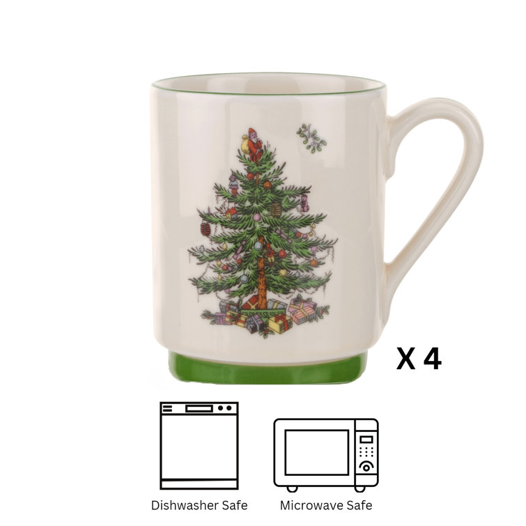 Christmas Coffee Mugs - Spode Christmas Tree Set of 4 Mugs