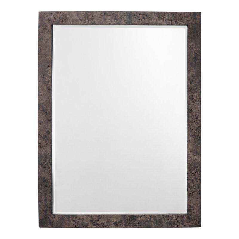 Chandler Flat Solid And Engineered Wood Wall Mirror, Charcoal