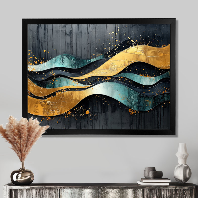 Abstrait transitionnel temporal abstrait III - art mural transitionnel, H 12 po x l 20 po, Cadre flottant