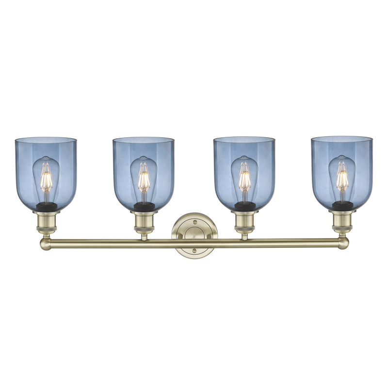 Éclairage pour salle de bain 4 lumières Bella, Bleu princesse, Laiton antique