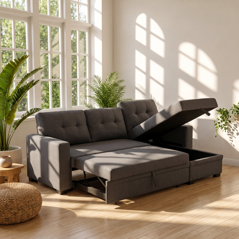 Upholstered 82 " Linen L-Shaped Sectional