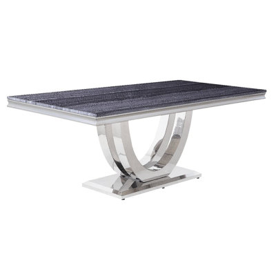 Rectangular Faux Marble Top with Stainless Steel Base Dining Table