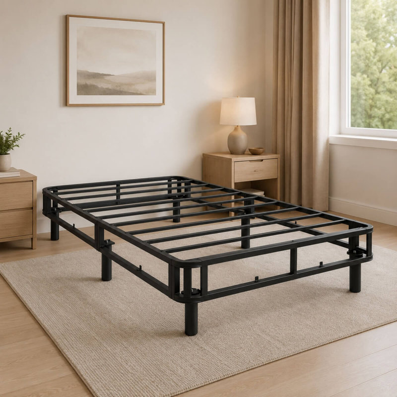 Cadre de lit plateforme robuste Twin XL KD recouvert de tissu, Extra-long Twin