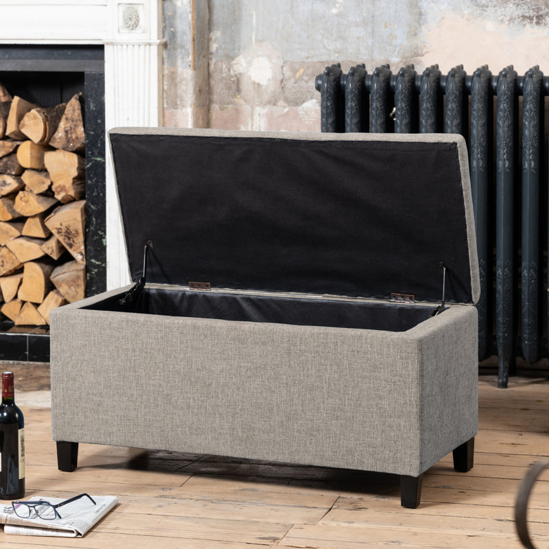 Ahri 98 cm W Rectangle Ottoman with Storage, Dark Grey