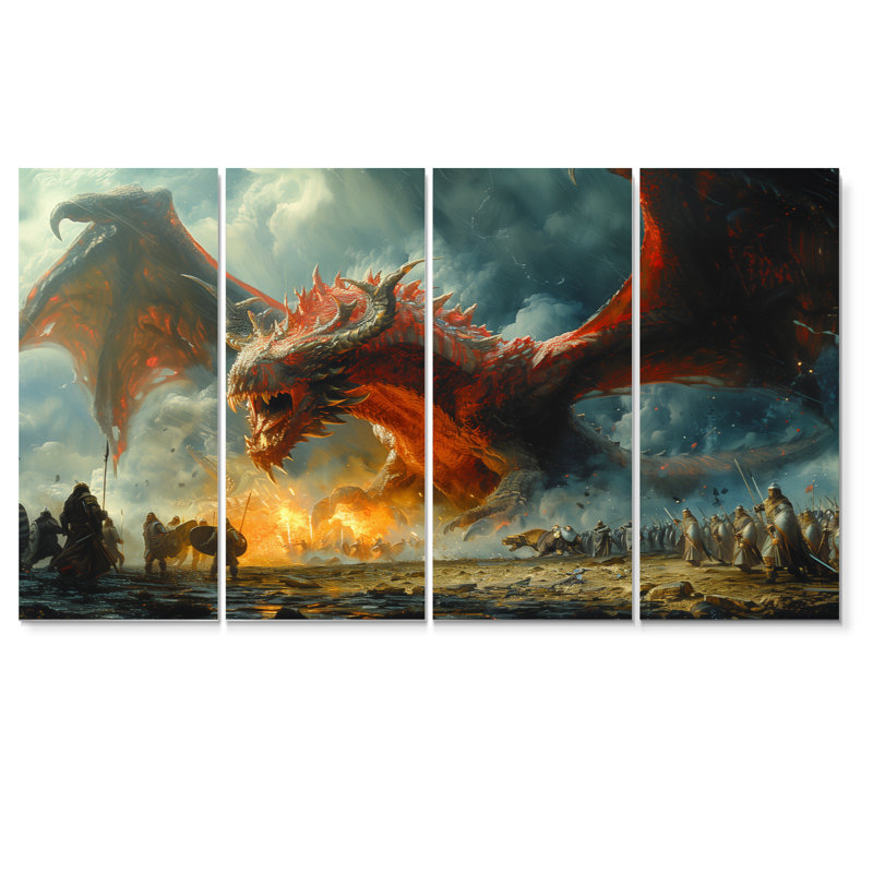Ensemble d'art mural Sotelo - Dragons, H 32 po x l 64 po