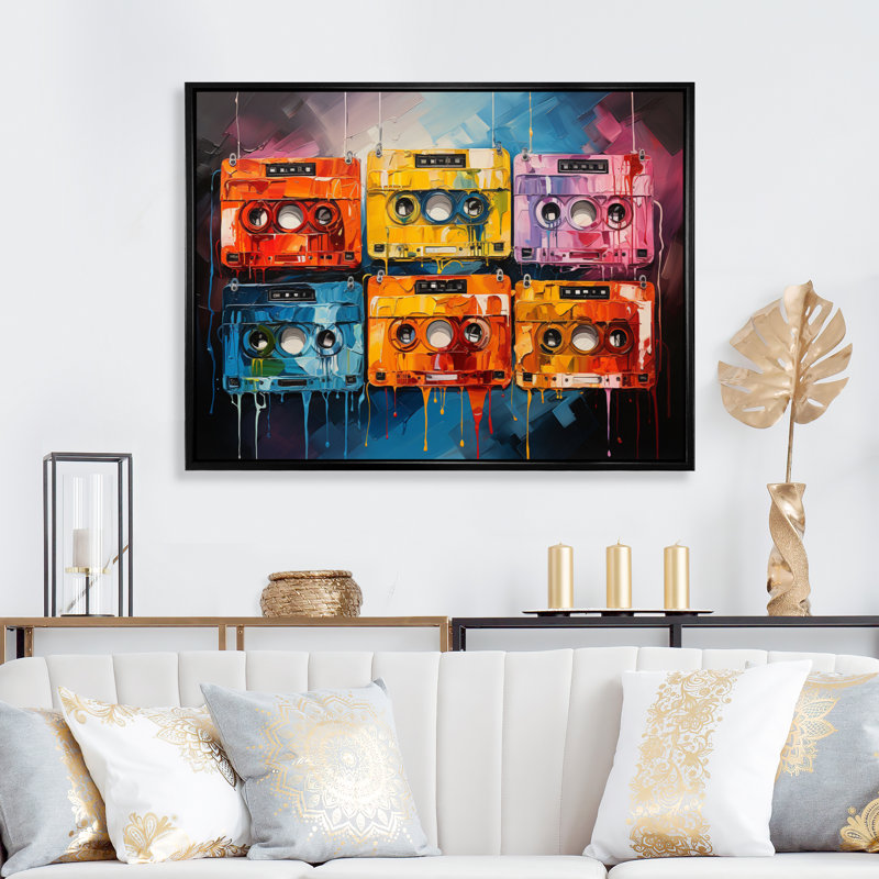 " Cassette Tapes Chromatic Cassettes ", Black Floater Framed, 12" H x 20" W x 1" D