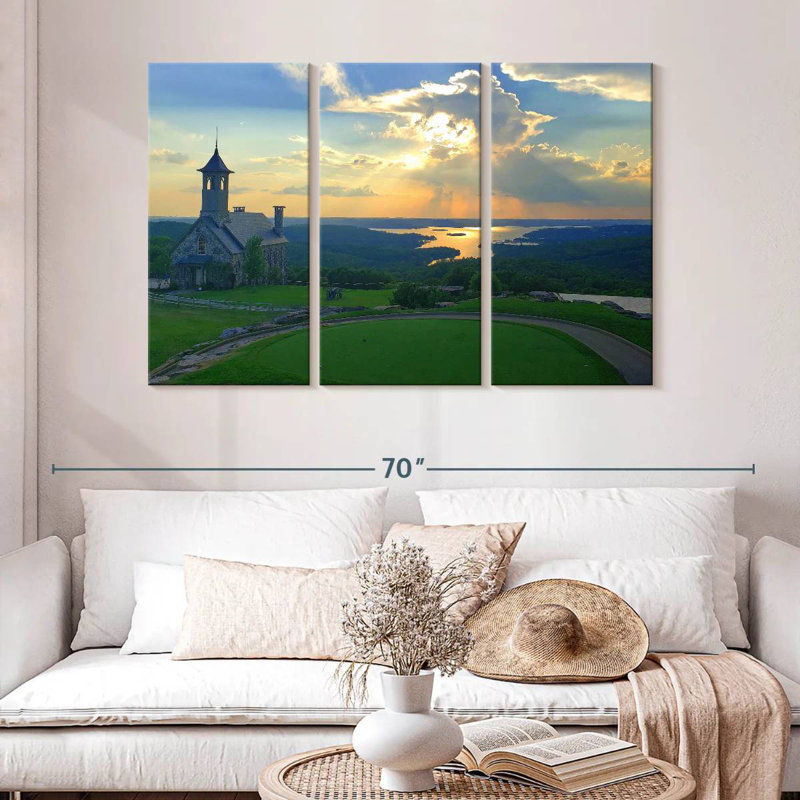 Adella Ozarks Chapel At Sunset, 32" H x 50" W