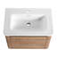 Meuble-lavabo mural 52 po avec lavabo en céramique blanche, tablettes de rangement, bords arrondis et charnières à fermeture douce, surface de lavabo facile à nettoyer-129957043-129957045