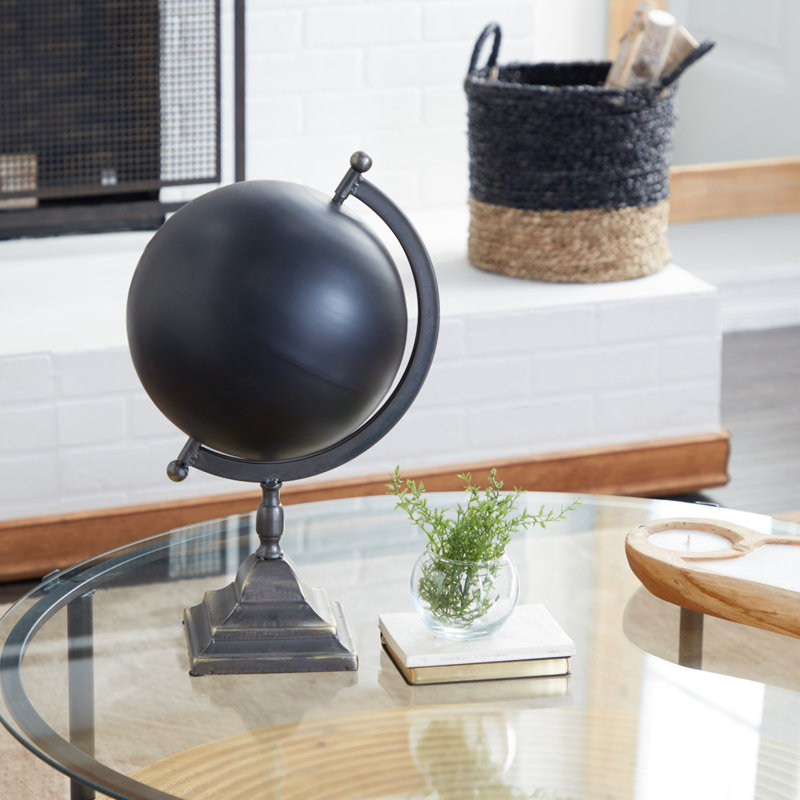 Sleek Industrial Black Iron 20" Decorative Globe