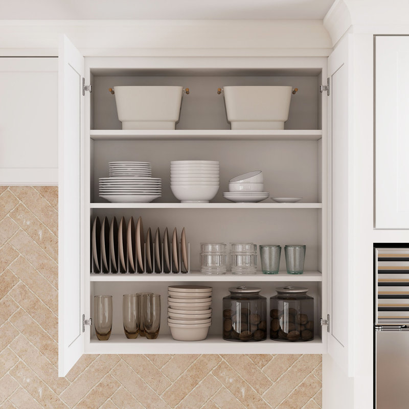 CASAINC Ready-to-Assemble White Shaker Kitchen Wall Cabinet W36" X H42" X D12"（Handles Not Included）