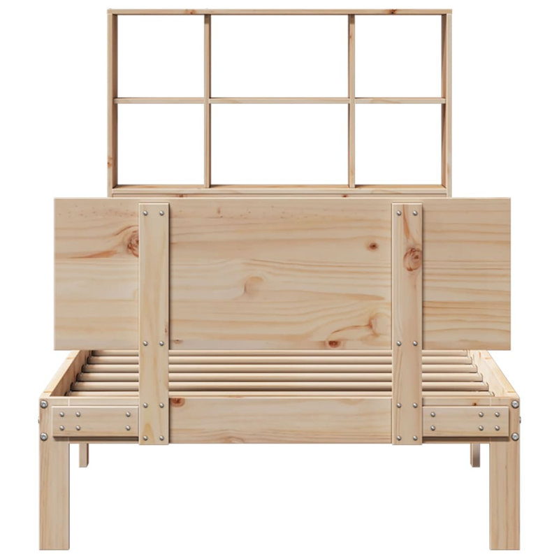 Bookcase Bed Without Mattress Solid Wood Pine, European Single (90 x 200cm)