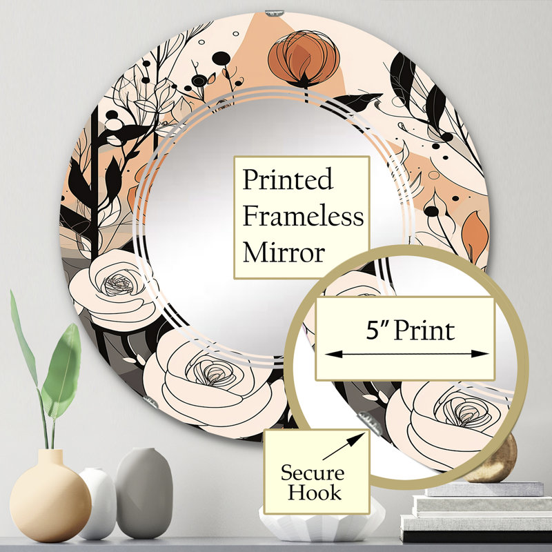 Dizi - Miroir mural moderne rond, 24 po x 24 po