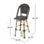 Ensemble de 2 tabourets de bar 29,5 po d'extérieur en rotin PE et aluminium, finition noire et bambou-385568786