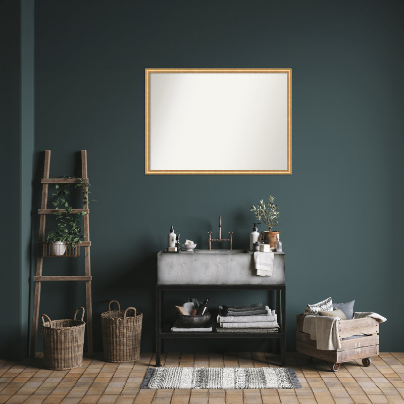 Miroir mural Carleena, Rectangle, 29 po x 40 po, Or