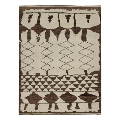Rug & Kilim’S Modern Moroccan Rug In Beige And Brown Geometric Patterns
