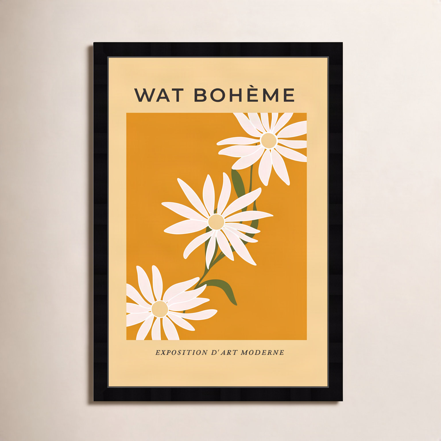 French "White Daisy" Print by Oliver Gal, 26" H x 18" W, Black Framed Paper